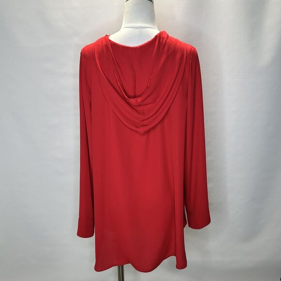 Soft Surroundings Hoodie Blouse Women's Large Zip Red Oversized Sporty Preppy - Picture 5 of 13